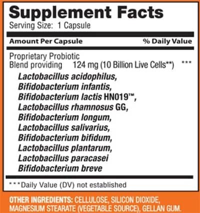 Members Mark 10 Strain Probiotic Supplement Facts