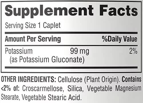 Member's Mark Potassium Supplement Facts