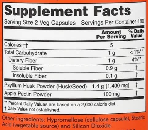 NOW Psyllium Husk Supplement Facts