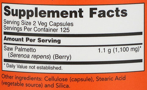 NOW Saw Palmetto Berries Supplement Facts