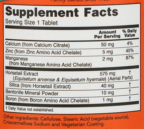NOW Silica Complex Supplement Facts