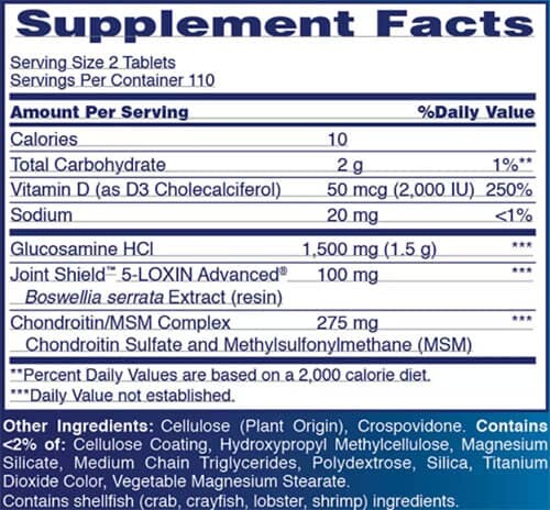 Osteo Bi Flex Triple Strength with Vitamin D Supplement Facts