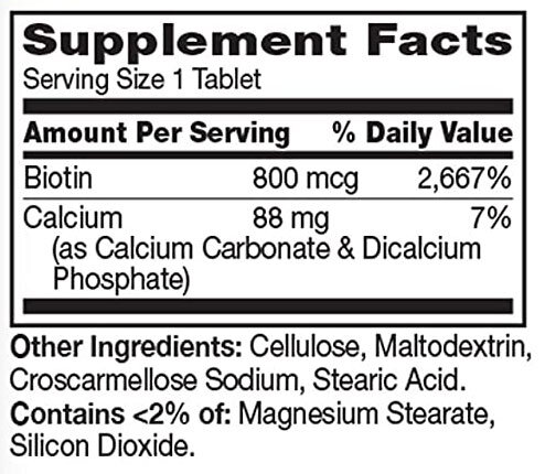 21st Century Biotin Supplement Facts