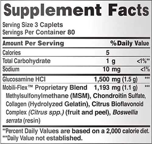 Puritan's Pride Glucosamine, Chondroitin, MSM Double Strength Supplement Facts