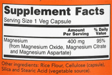 NOW Magnesium Supplement Facts