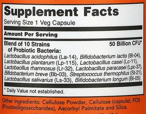 NOW Probiotic-10 50 Billion Supplement Facts