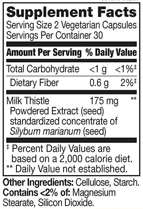 21st Century Milk Thistle Extract Supplement Facts