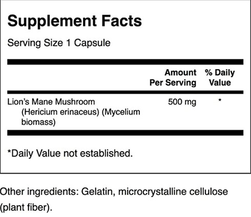 Swanson Lion's Mane Mushroom Supplement Facts