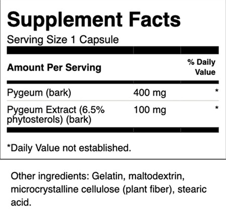 Swanson Pygeum Supplement Facts