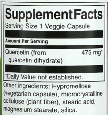Swanson Quercetin Supplement Facts