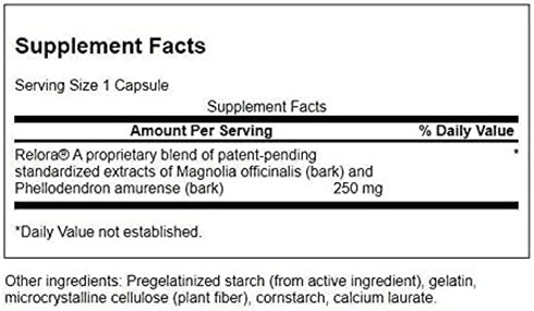 Swanson Relora Supplement Facts