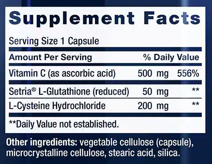 Life Extension Glutathione Cysteine and C Supplement Facts Image