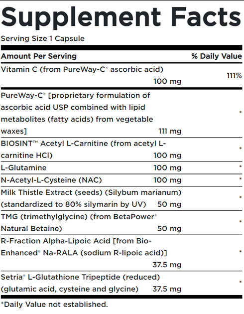 Swanson Glutathione Precursor Complex Supplement Facts Image