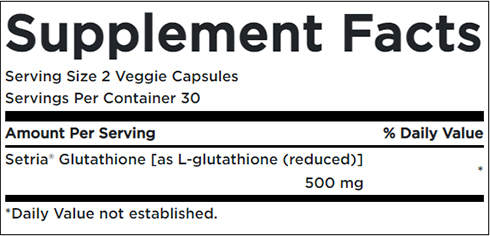 Swanson L-Glutathione Supplement Facts Image