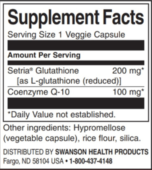 Swanson L-Glutathione with CoQ10 Supplement Facts Image