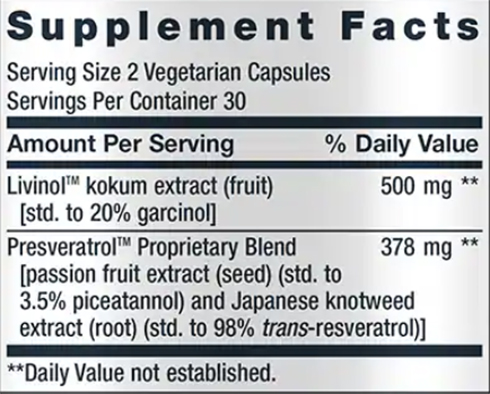 Geroprotect Stem Cell Supplement Facts Image