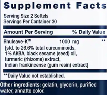 Life Extension Fast Acting Relief Supplement Facts Image