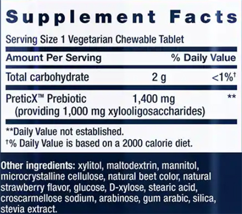 Life Extension Florassist Prebiotic Chewable Supplement Facts Image