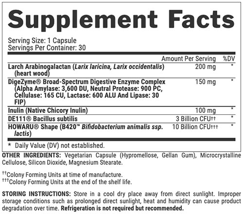 Lipo 6 Black Probiotic Supplement Facts Image