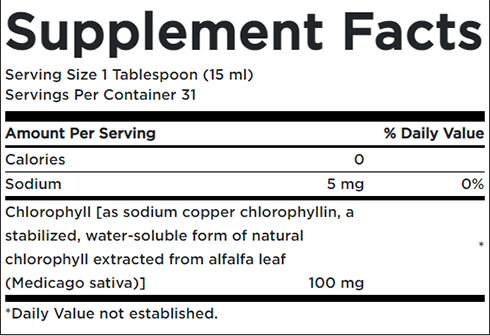 Swanson Liquid Chlorophyll Supplement Facts Image