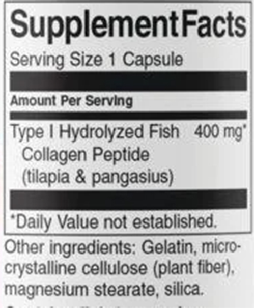 Swanson Type 1 Hydrolyzed Marine Collagen Peptides Supplement Facts Image