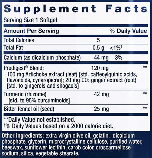 Life Extension Bloat Relief Supplement Facts Image