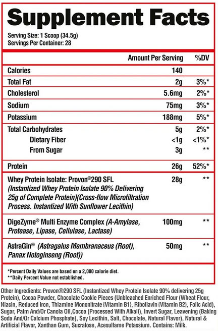 SuperHuman Protein Supplement Facts Image
