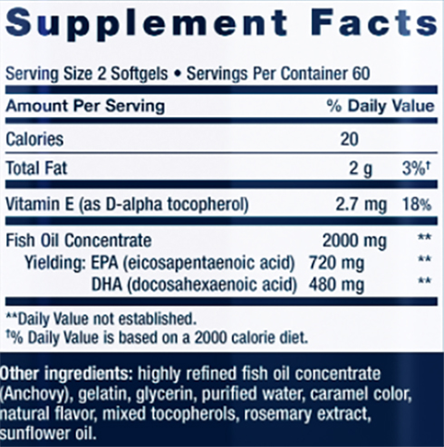 Life Extension Mega EPA/DHA Supplement Facts Image