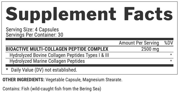 Nutrex Collagen Supplement Facts Image