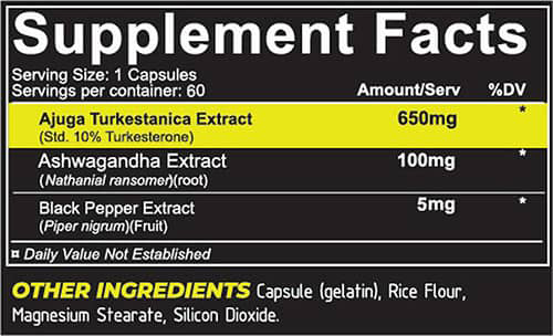 REPP Turkesterone Supplement Facts Image