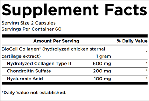 Swanson Chicken Sternum Cartilage Supplement Facts Image