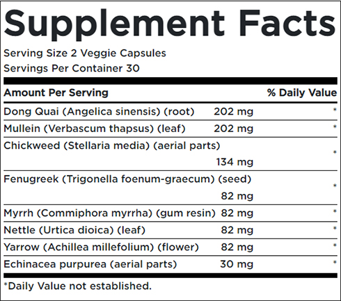 Swanson Prime Lung Supplement Facts