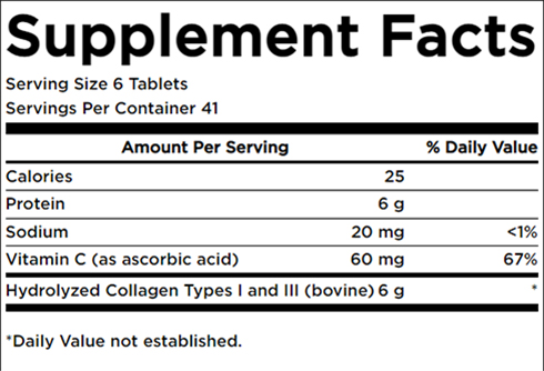 Swanson Hydrolyzed Collagen Peptides + Vitamin C Supplement Facts Image
