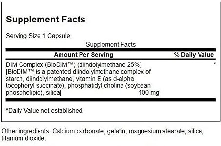 Swanson DIM Complex Supplement Facts Image