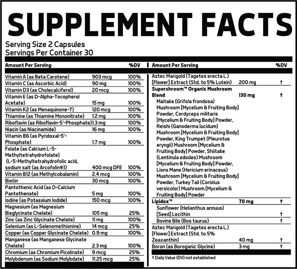 Glaxon Daily Multi Supplement Facts Image