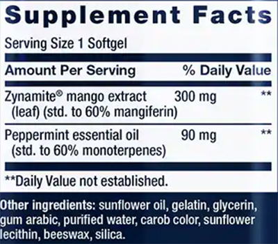 Life Extension Brain Fog Relief Supplement Facts Image