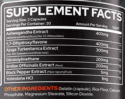 Raze Hard Caps Supplement Facts Image