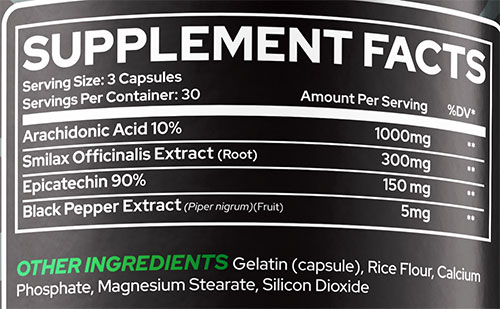 Raze LX3 Supplement Facts Image