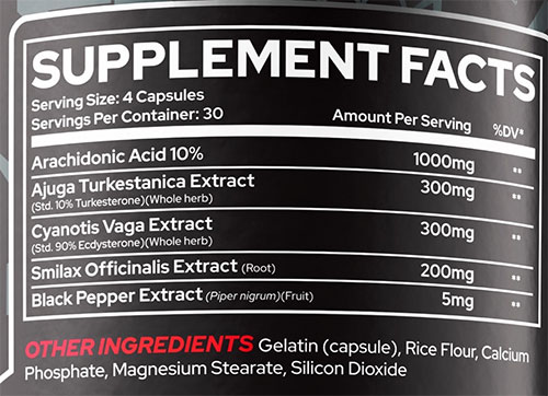 Raze Mass Caps Supplement Facts Image