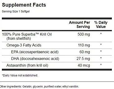 Swanson Pure Krill Oil Supplement Facts Image