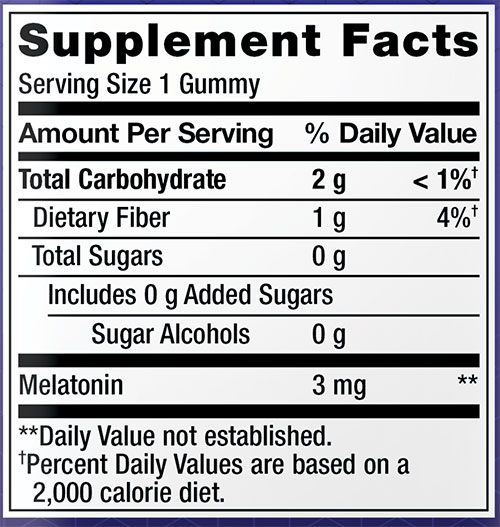 Life Extension Gummy Science Melatonin Supplement Facts Image