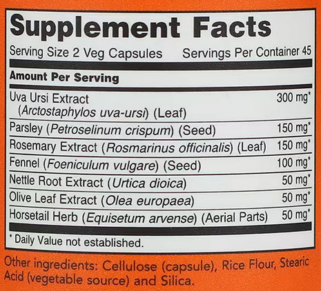 NOW Kidney Cleanse Supplement Facts Image