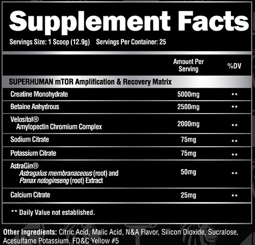 SuperHuman Post Supplement Facts V2 Image