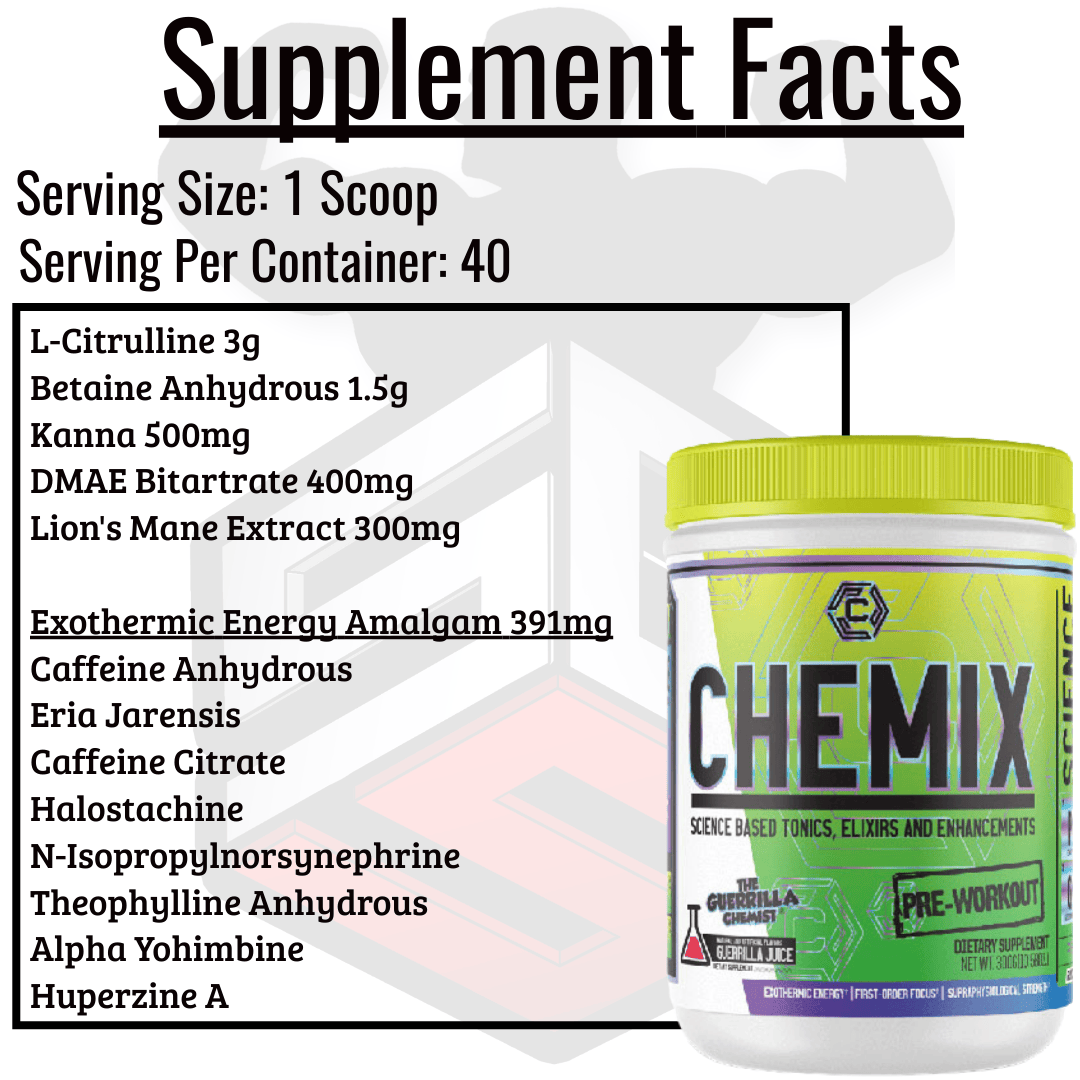 Chemix Pre Workout Supplement Facts