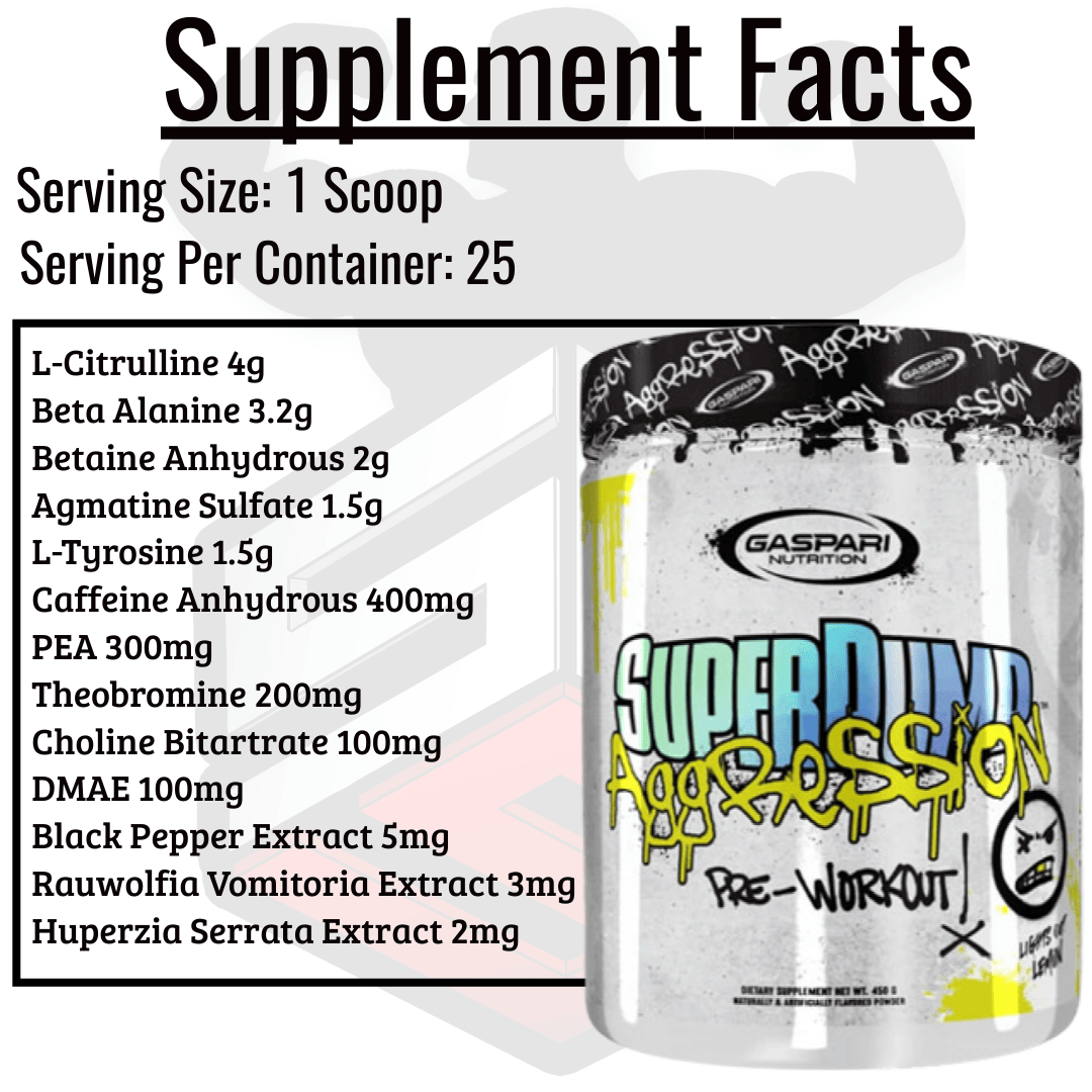 Super Pump Aggression Pre Workout Supplement Facts