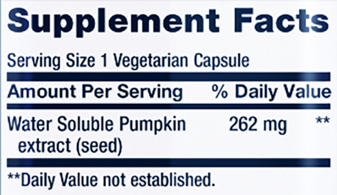 Life Extension Water Soluble Pumpkin Seed Extract Supplement Facts Image