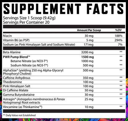 Mamba Pre Workout Supplement Facts Image