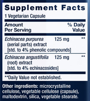 Life Extension Echinacea Elite Supplement Facts Image