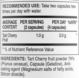 Swanson Tart Cherry Supplement Facts Image