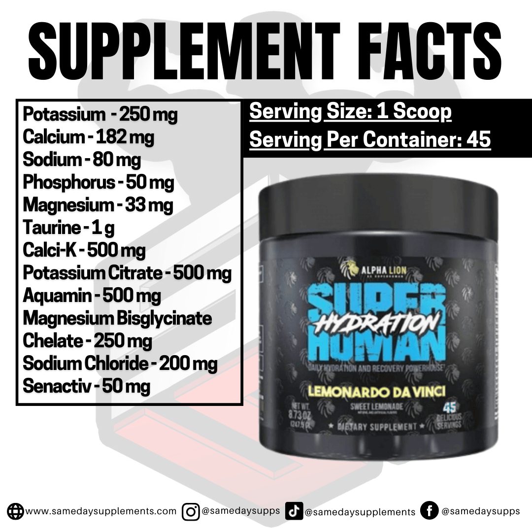 SuperHuman Hydration Supplement Facts